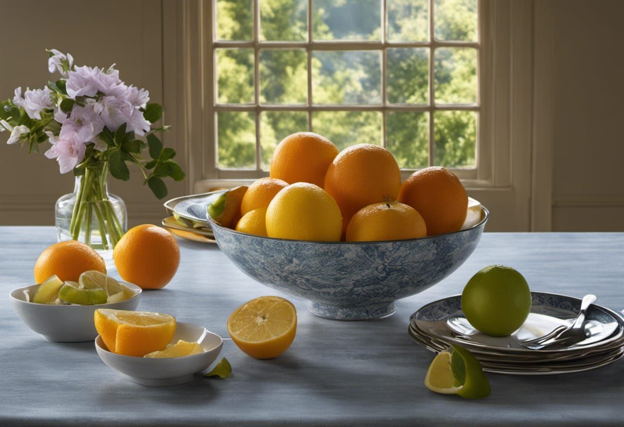 Citrus Still Life with Open Window, Acrylic Painting