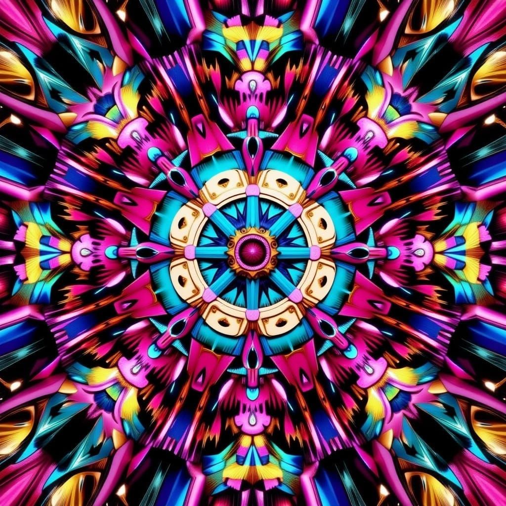 Intricate Kaleidoscope Art with Shattered Glass Effect