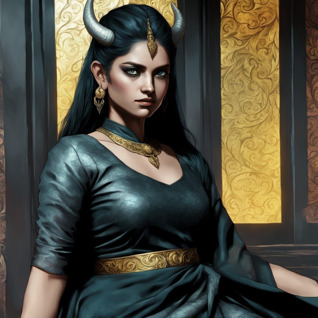 Vibrant Monster Girl Reigns Supreme in Cyberpunk Fantasy