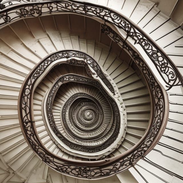 Clockpunk Fairy Staircase: Colorful Mixed Media Illustration