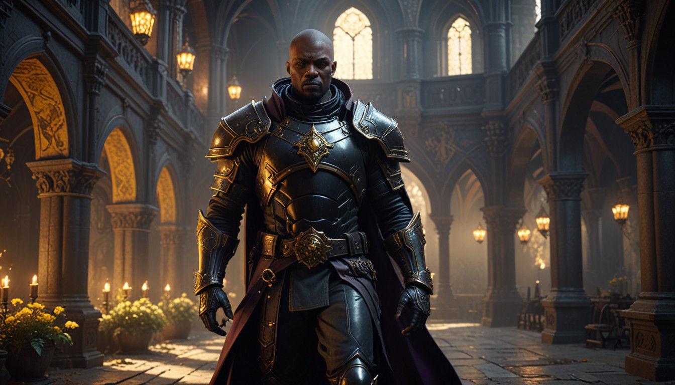 Dark Fantasy Nick Fury in Medieval Black Knight Armor