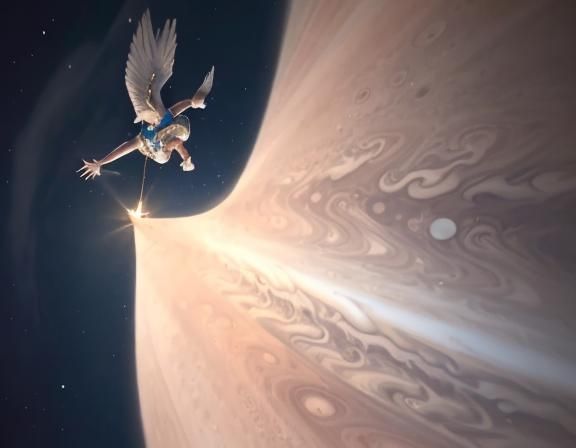 Underwater Star Orbiting Jupiter: AI Vision