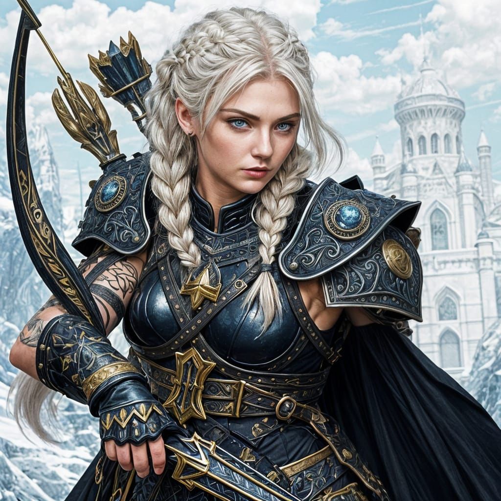 Warrior Princess Overlooking Crystal Kingdom