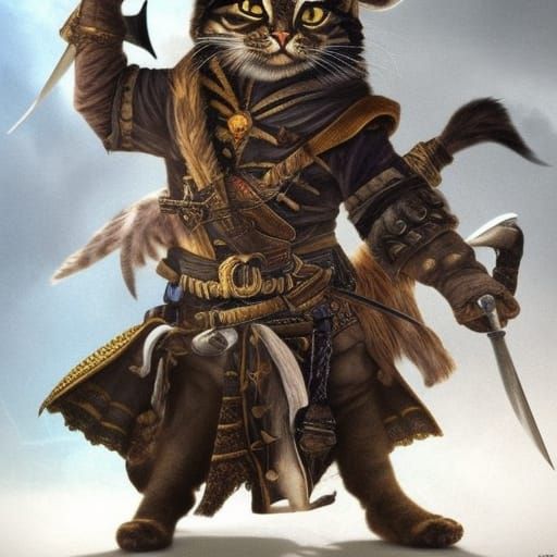 Epic Pirate Cats with Swords: Digital Matte Painting