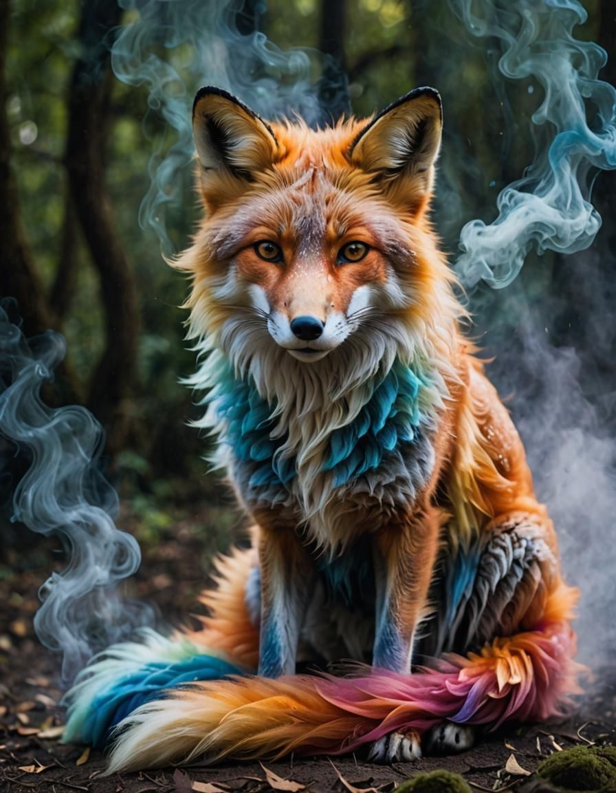 Ethereal Rainbow Smoke Fox
