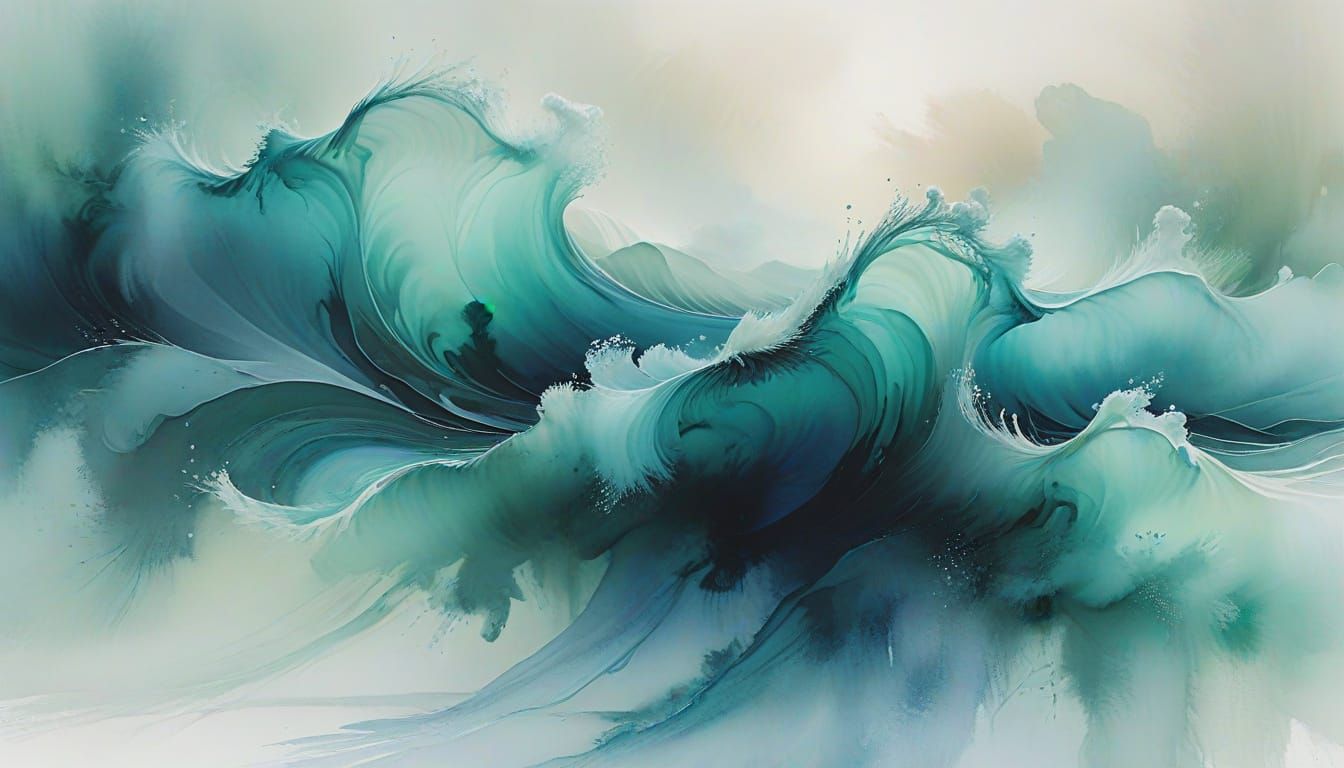 Dreamy Abstract Waves in Watercolor Style