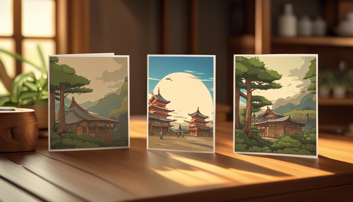 Japanese Greeting Cards in Anime Style