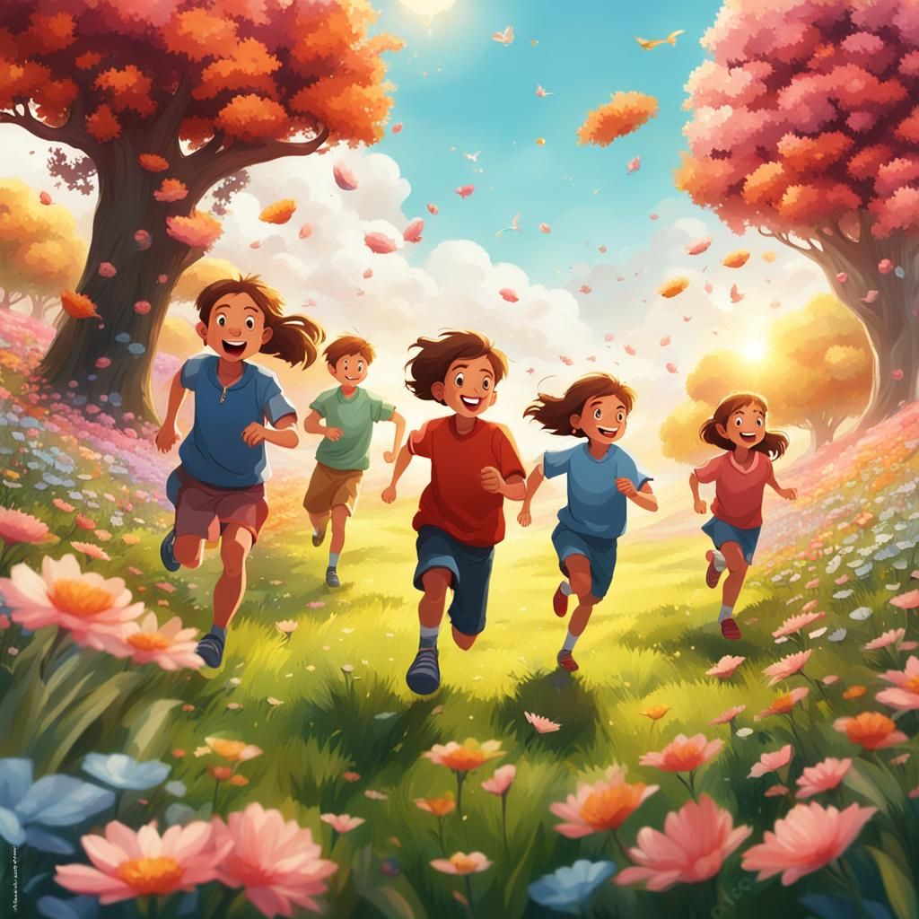 Fantasy Landscape with Children Playing