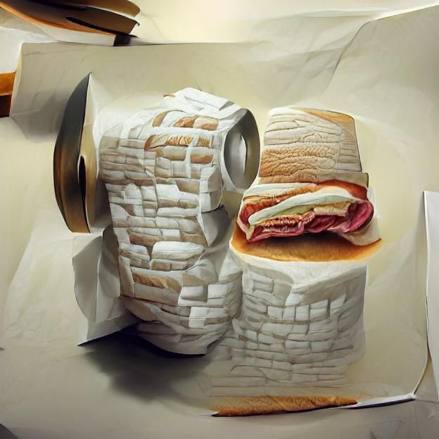 Hyperrealistic Toilet Paper Sandwich