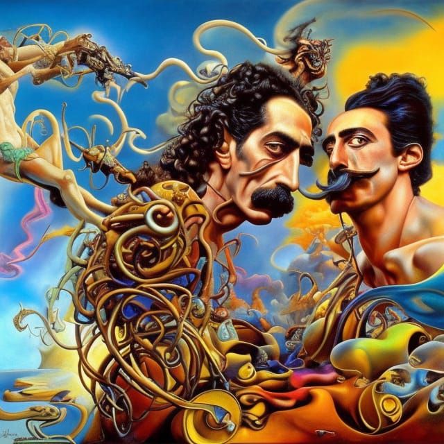 Zappa versus Dali: Surreal Battle of Moustaches