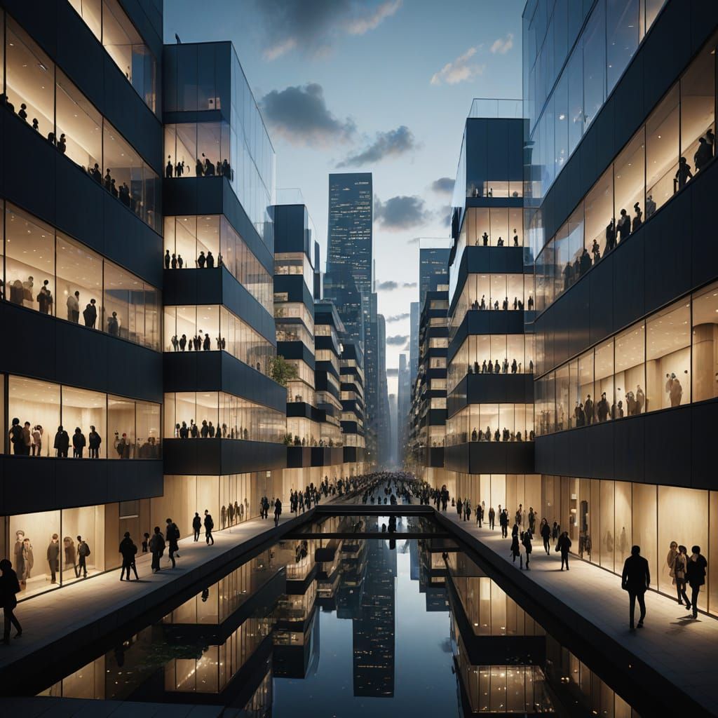 Vast Futuristic Metropolis with Geometric Landscapes and Lum...