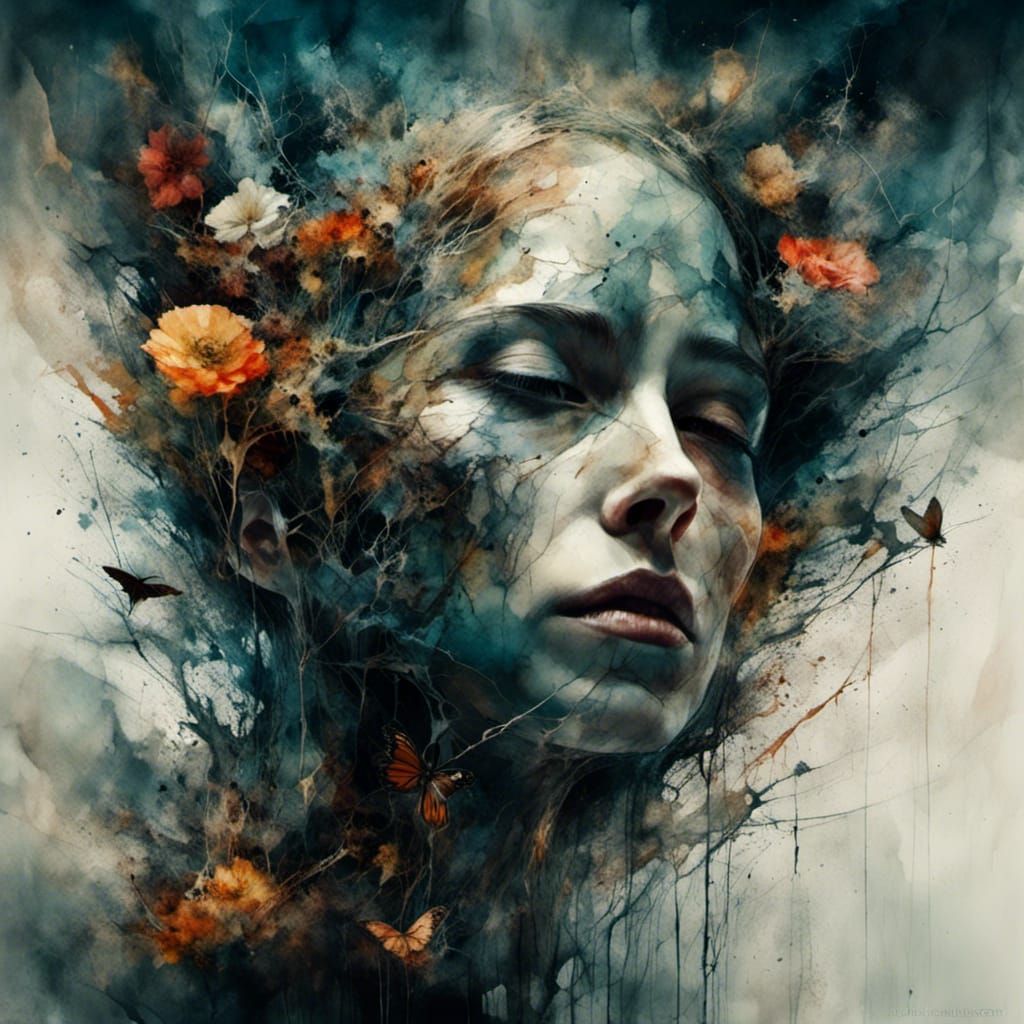 Ethereal Floral Skull: A Macabre Matte Painting