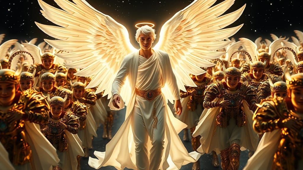 Archangel Leading Celestial Army in Digital Art Style