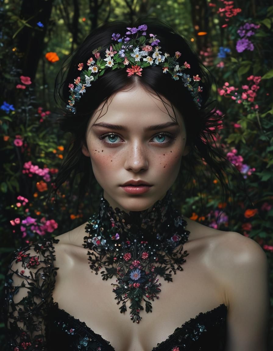 Explosive Floral Fantasy in Art Nouveau Style