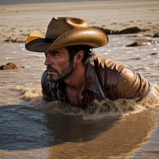 Cowboy Sinking in Quicksand: Professional Photography