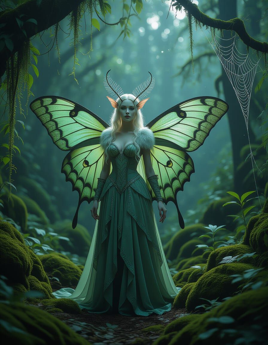Ethereal Forest Moth Creature in Moonlight
