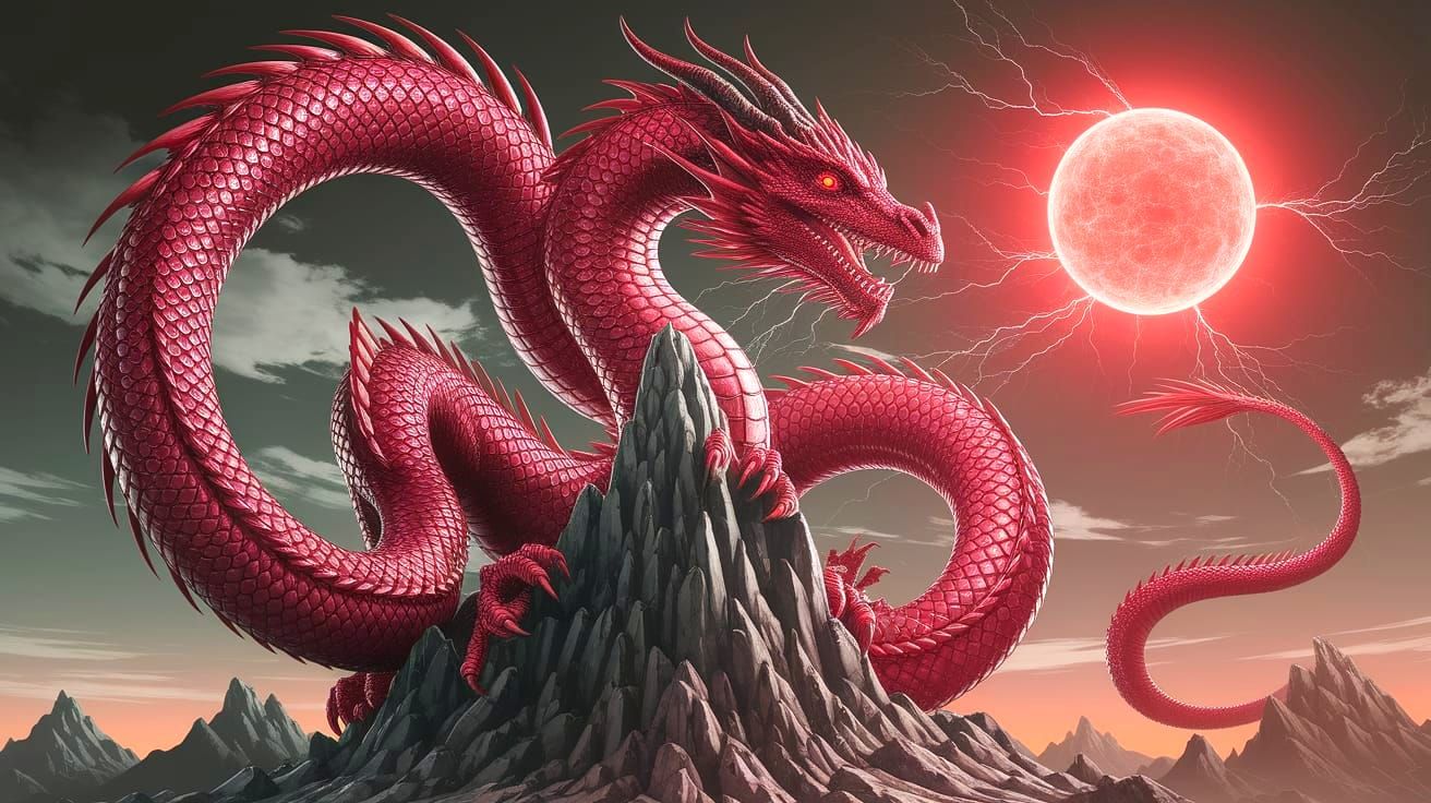 Epic Ruby Dragon Unleashes Ancient Power on Rocky Peak