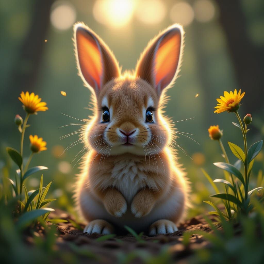 Adorable Baby Rabbit in Dark Fantasy Style