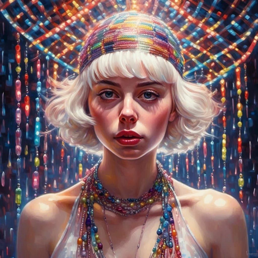 Trans Girl Dancing Under Disco Lights, Ethereal Style