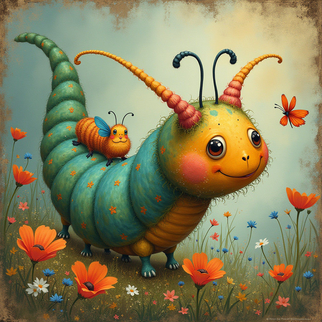 Tim Burton Caterpillar Fairy: Fantasy Digital Art