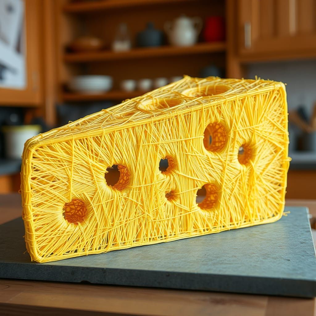 Woven String Art: Cheese Wedge Sculpture