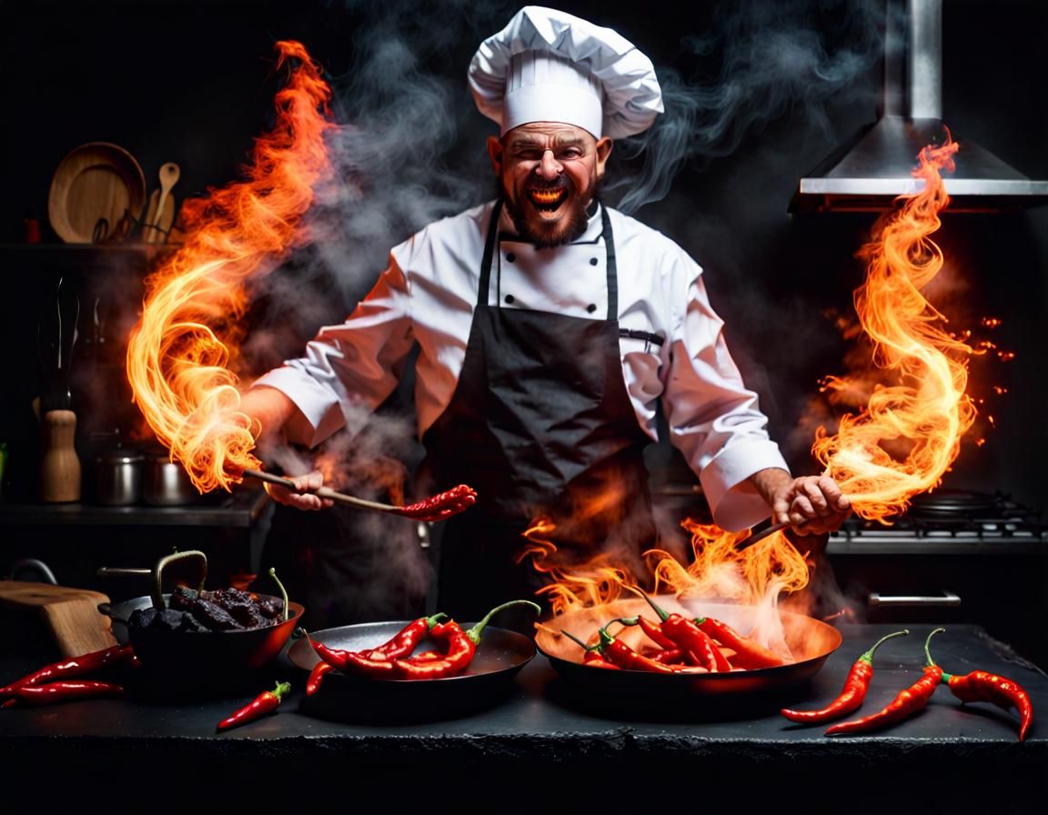 Flaming Ghostly Devil Chef in Hellish Kitchen