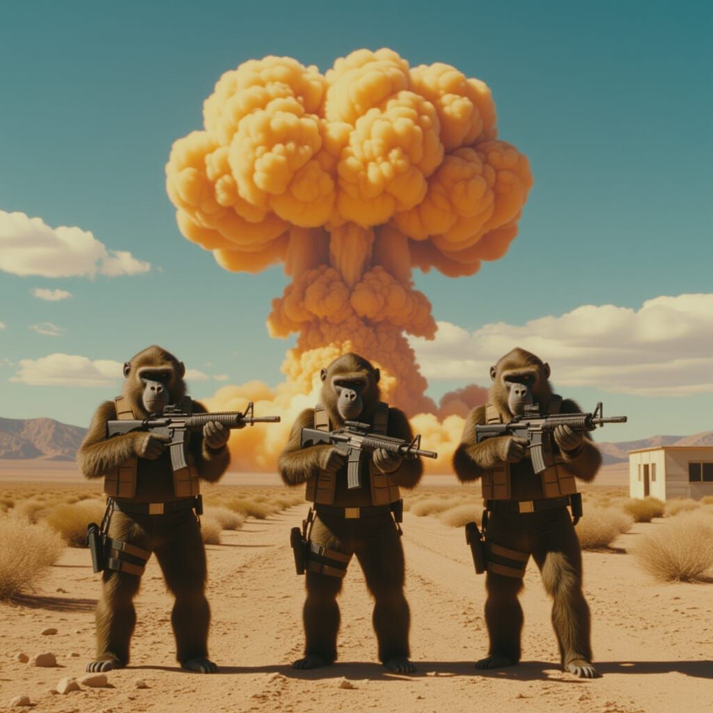 Scary Baboon 2 Movie Poster: Baboons with Guns in Desert Apo...