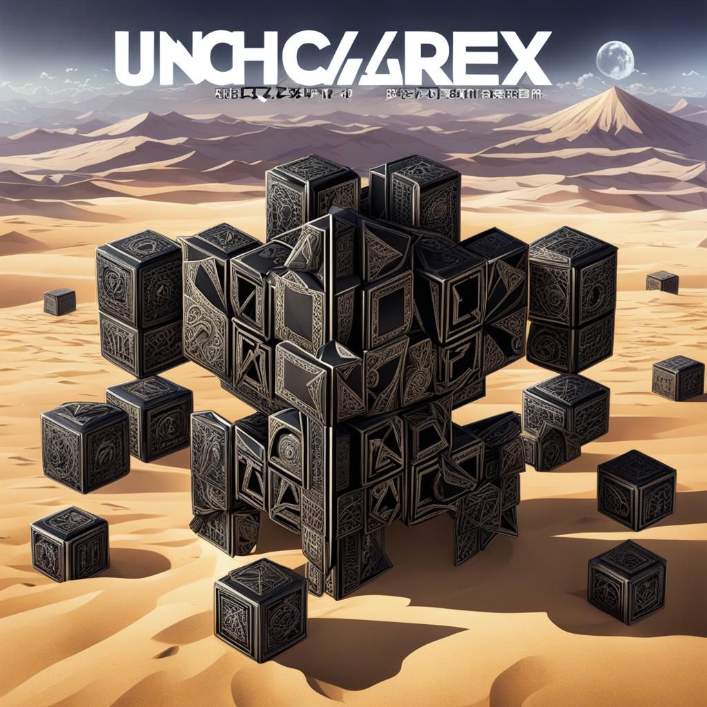 Psychedelic Metatron's Cube Over Desert, Anime Style