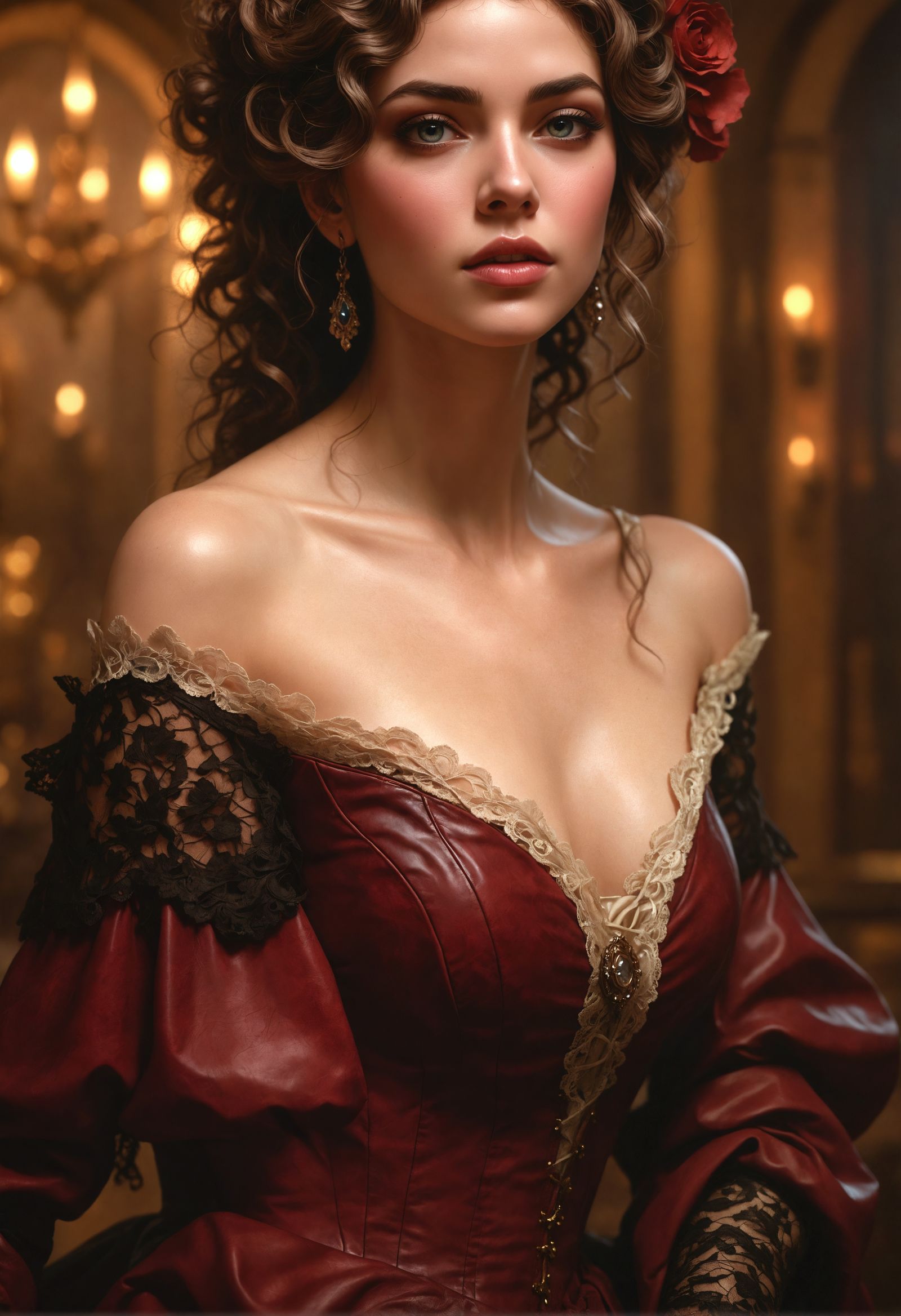 Lace and Leather Lady, Rococo Portrait