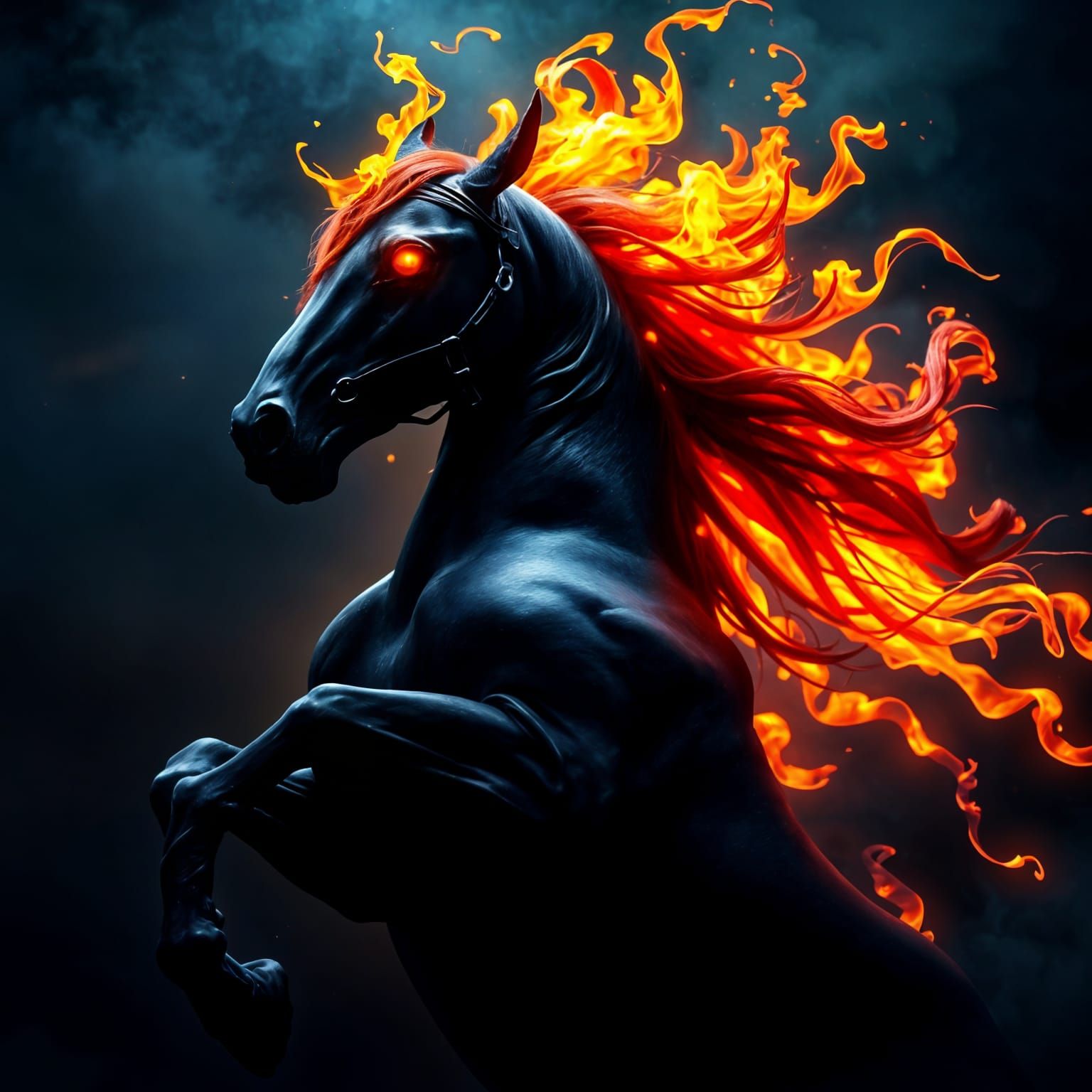 Terrifying Fantasy Portrait: Shadow Horse of Flame