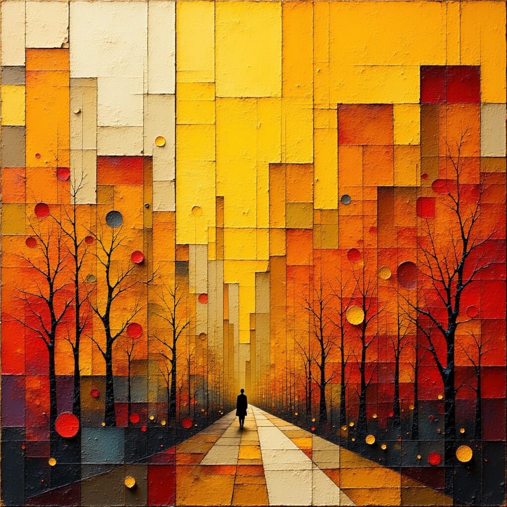Kandinsky Inspired Autumn Cityscape in Fractal Style