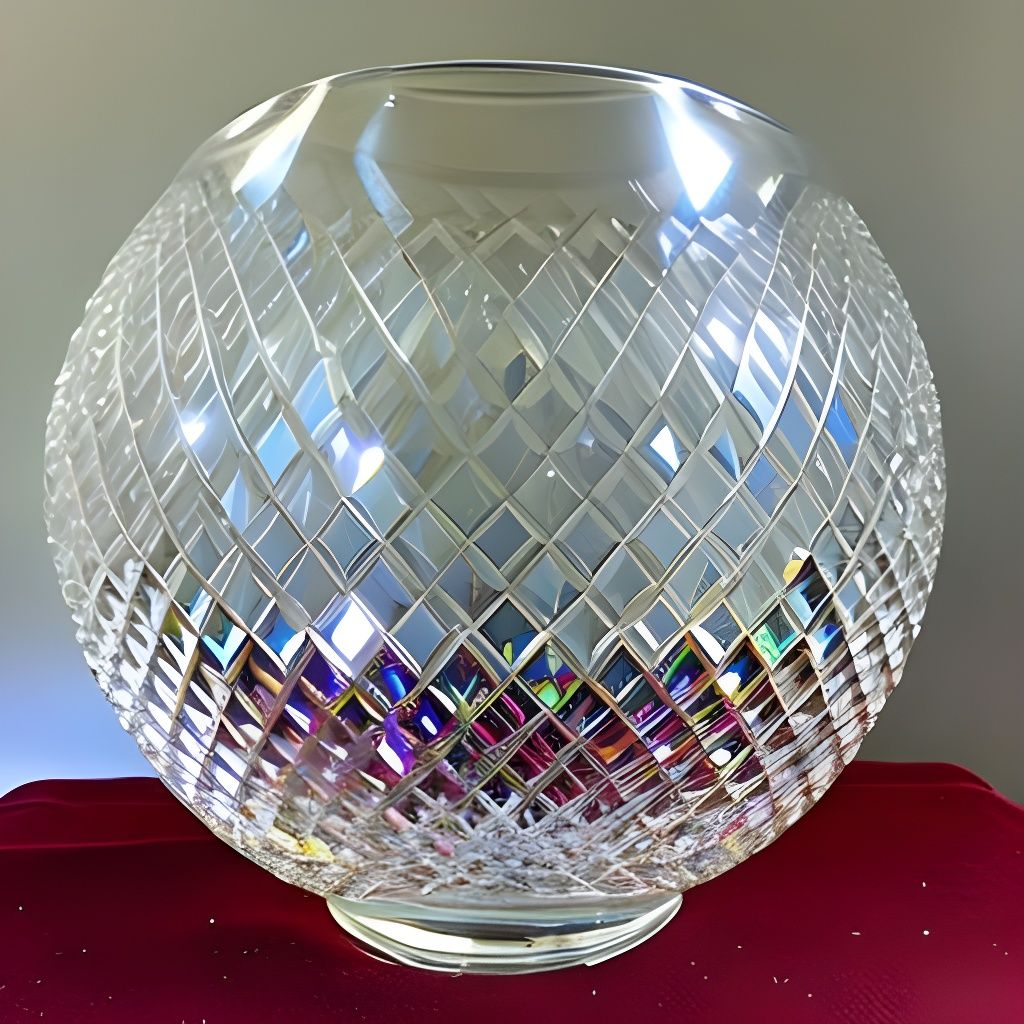 Intricate Art Nouveau Crystal Vase in Sunlight