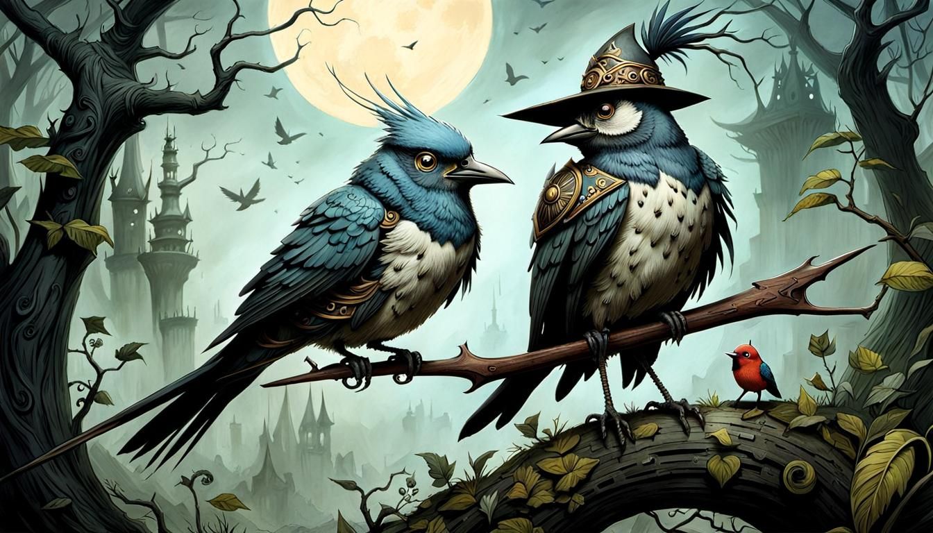 Bird Warrior in Gothic Fairytale Style