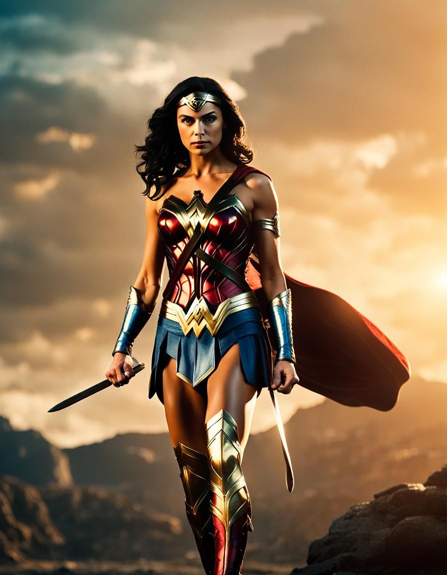 Wonder Woman Film Still in Cinematic Style