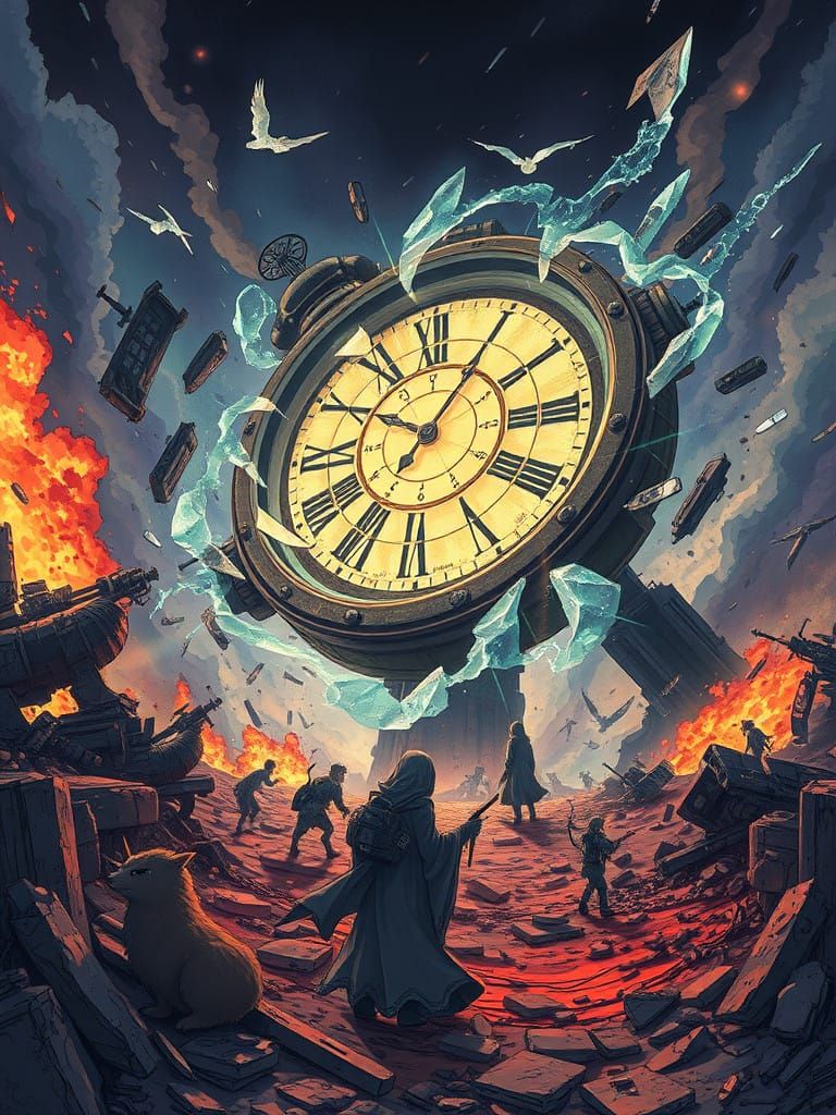 Frozen Time in Vibrant Anime Style