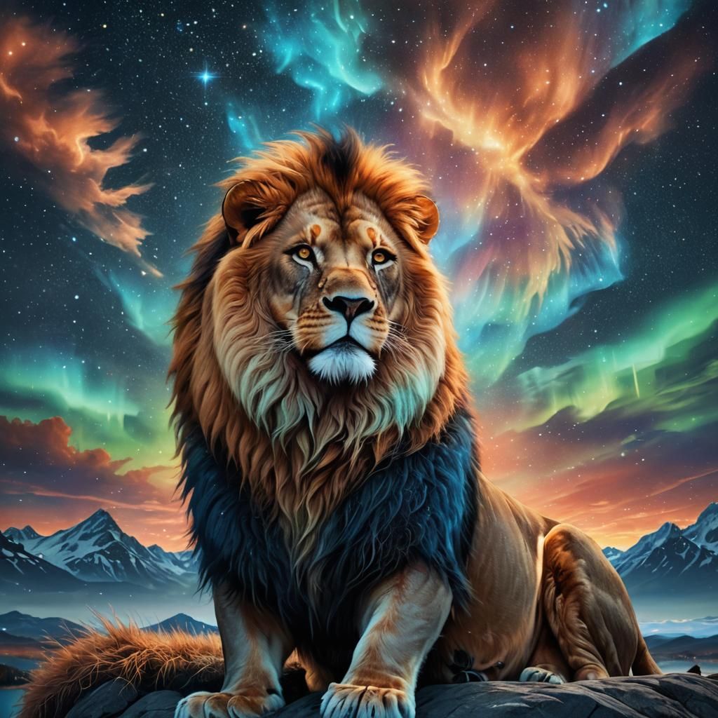 Aurora Lion: A Fantastical Matte Painting