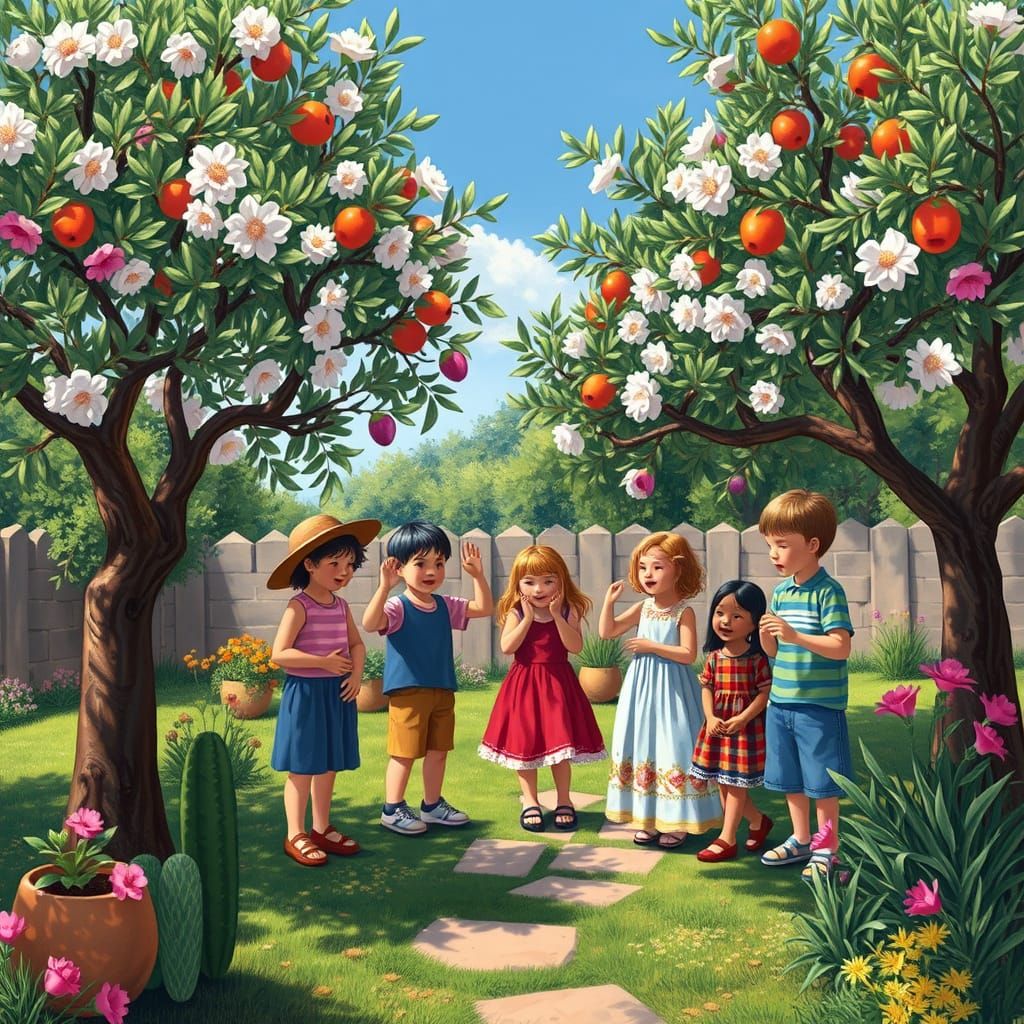 Children From Around the World Dancing Under a Tree