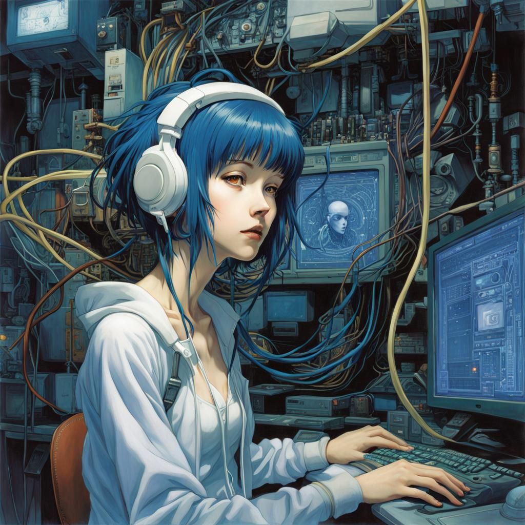 Lain from Serial Experiments Lain in Cyberpunk Style