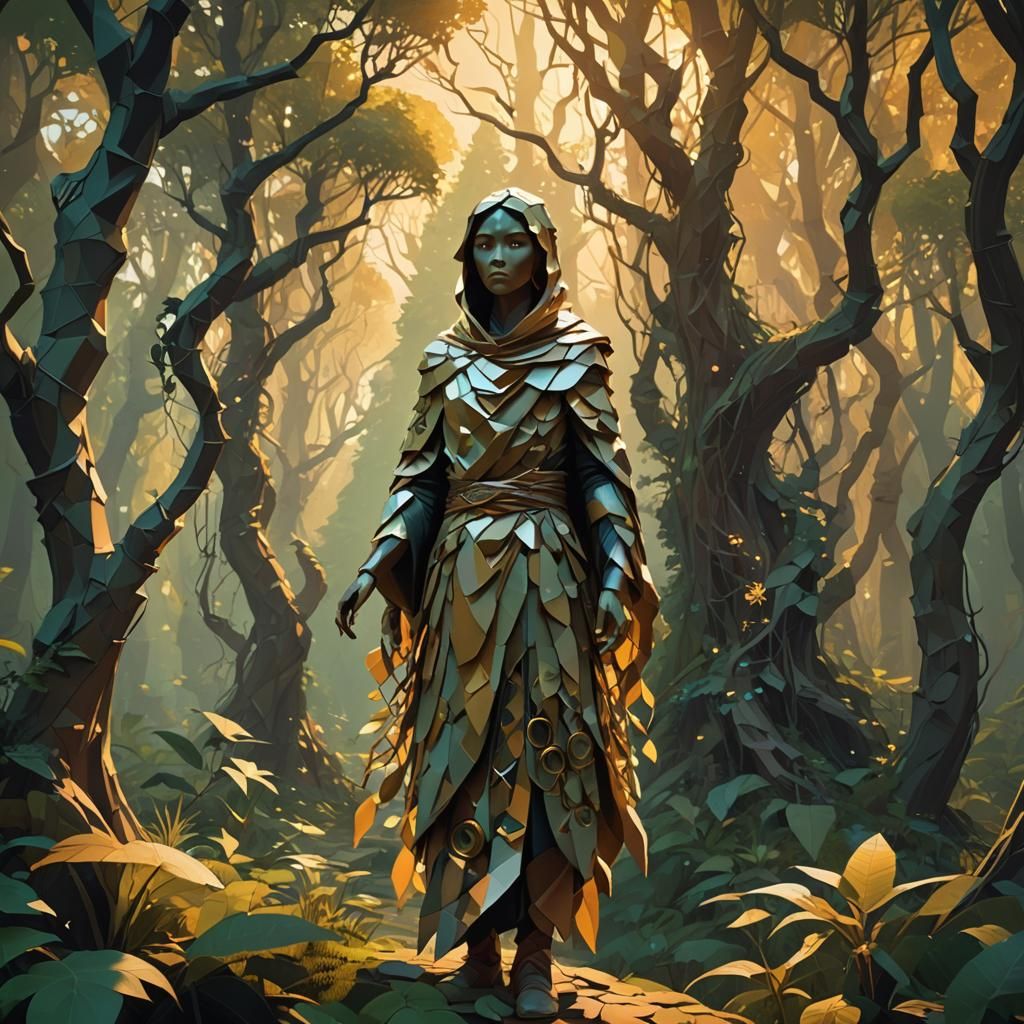 Mystical Kratima in Fantastical Forest: Low-Poly Art