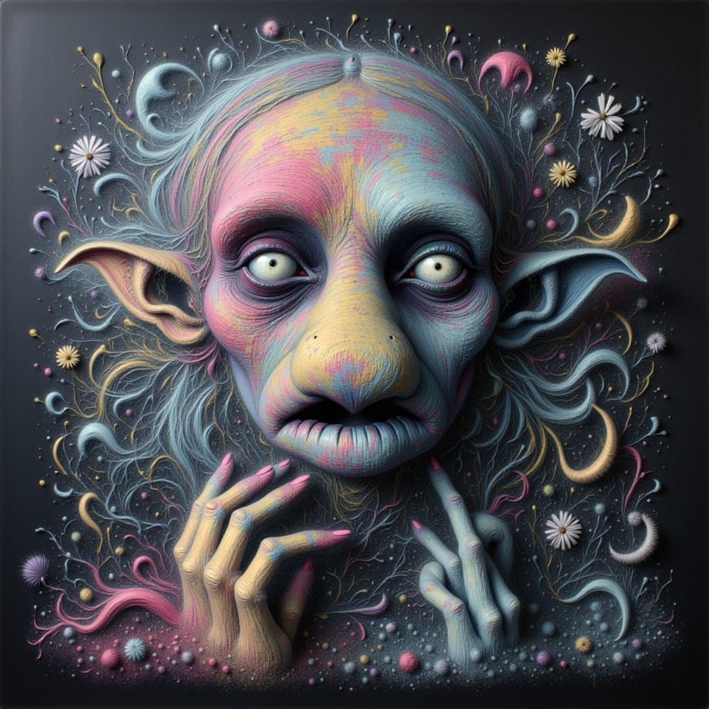 Chalk Smudge Creature in Vibrant Colors