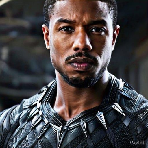 Michael B. Jordan as Black Panther in Regal Cyborg Form