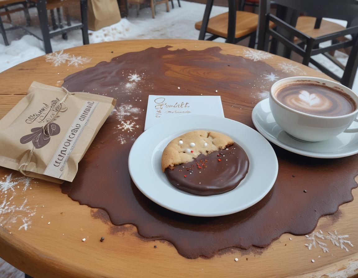 Cozy Chocolate Cafe Still Life as Oil Painting