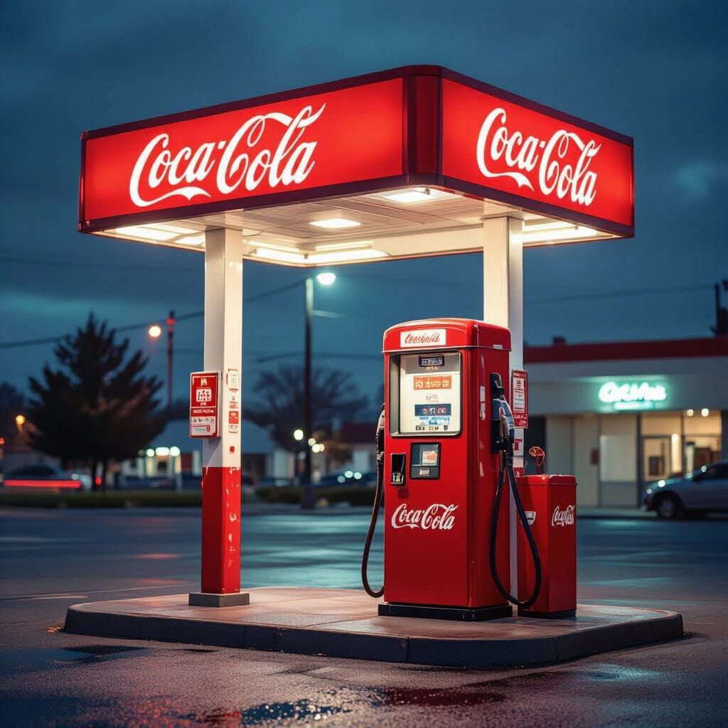 Coca-Cola Petrol Pump Ad Poster