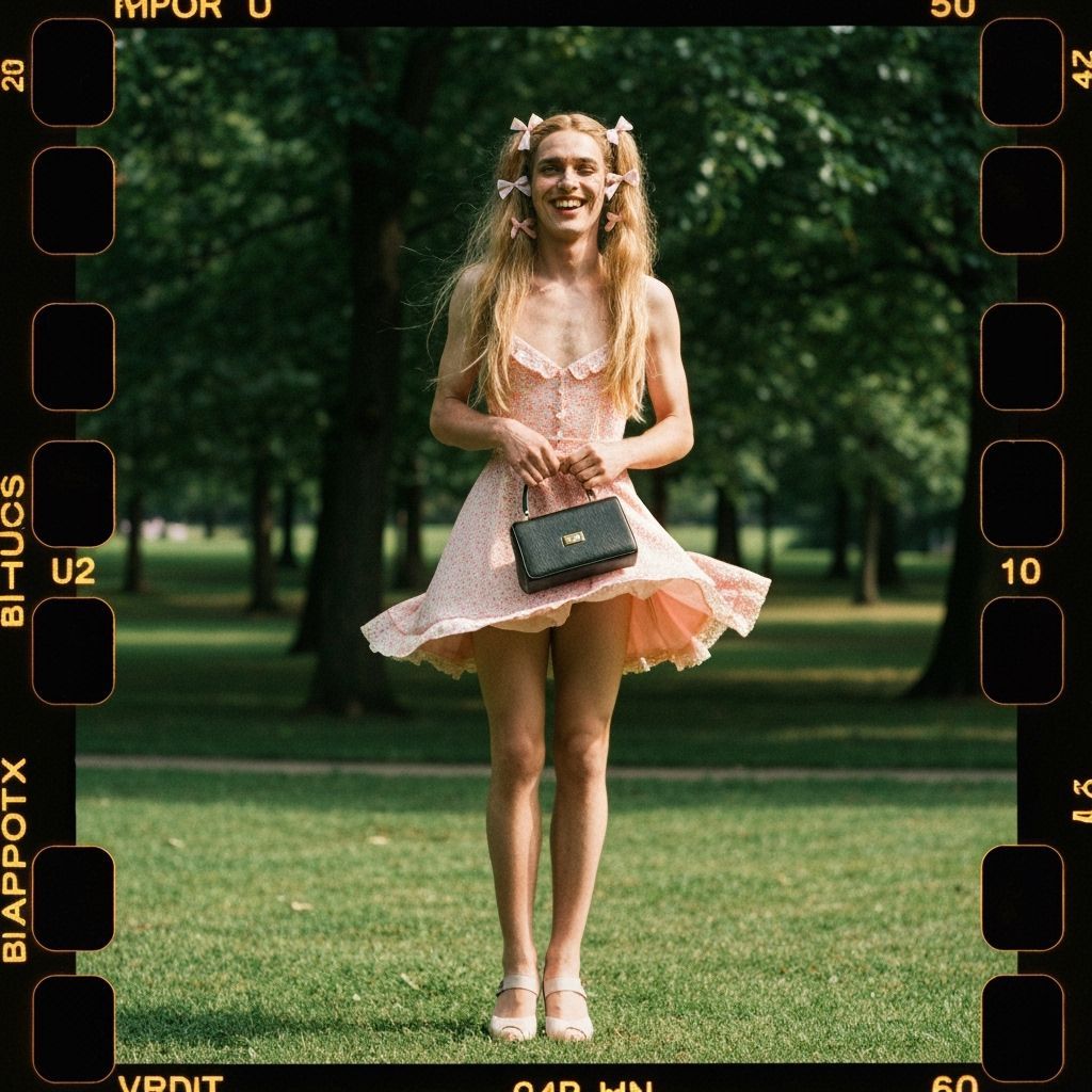 Feminine Handsome Young Person in Mini Dress and Heels