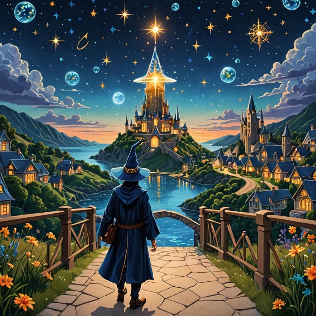 Young Wizard Student on Path to Magic School