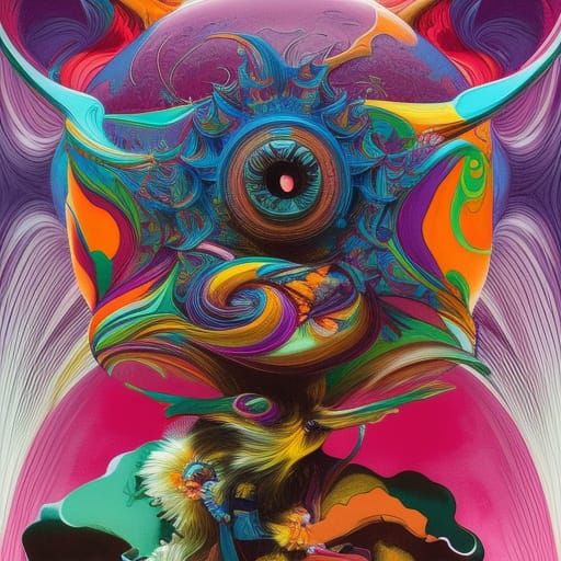 Geometric Shapes in Psychedelic Hyperrealism