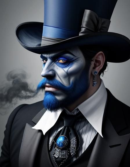 Gothic Man with Blue Beard in Photorealistic Style