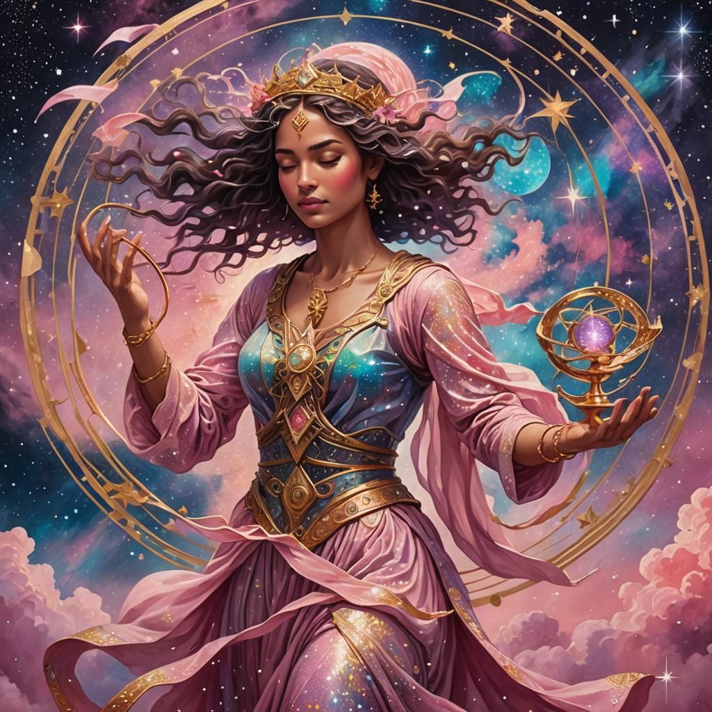 Ethereal Libra Goddess in Cosmic Balance