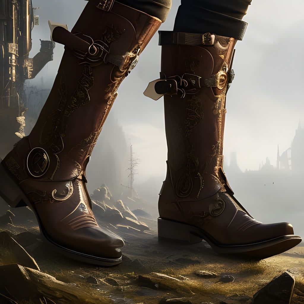 Steampunk Cowboy Boots in Dark Fantasy Style