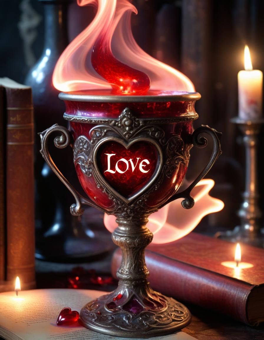 Enchanted Gothic Goblet with Glowing Love Potion